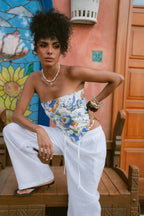 Blue Peony Scarf Top