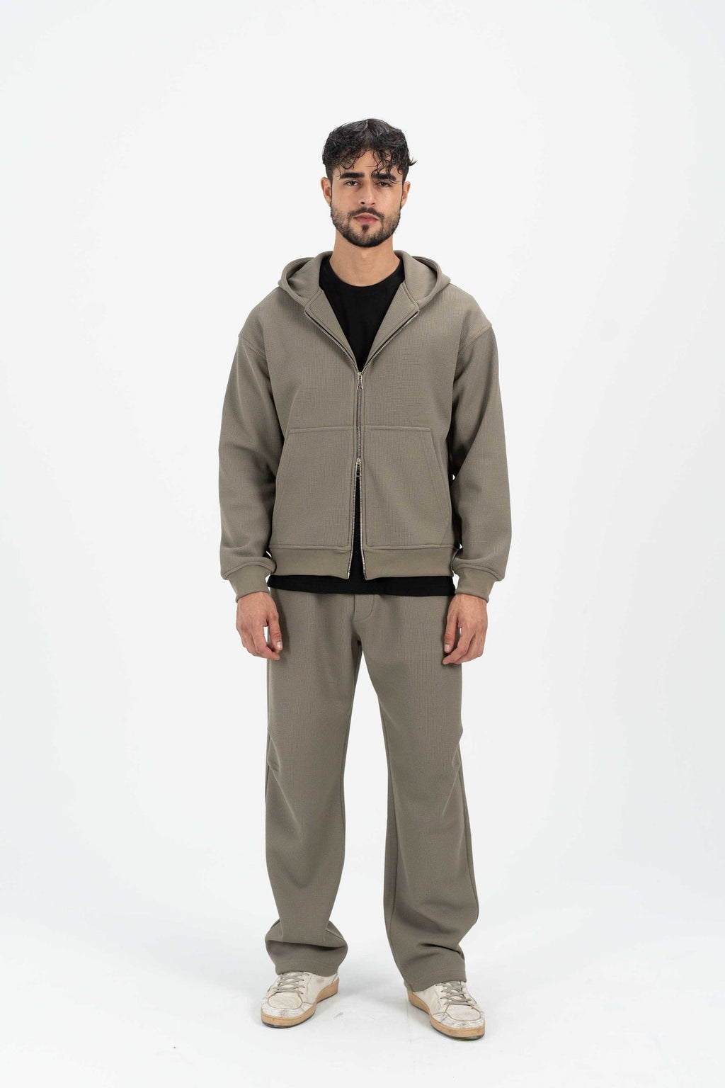 Cloud Waffle Zip Up Sweatshirt