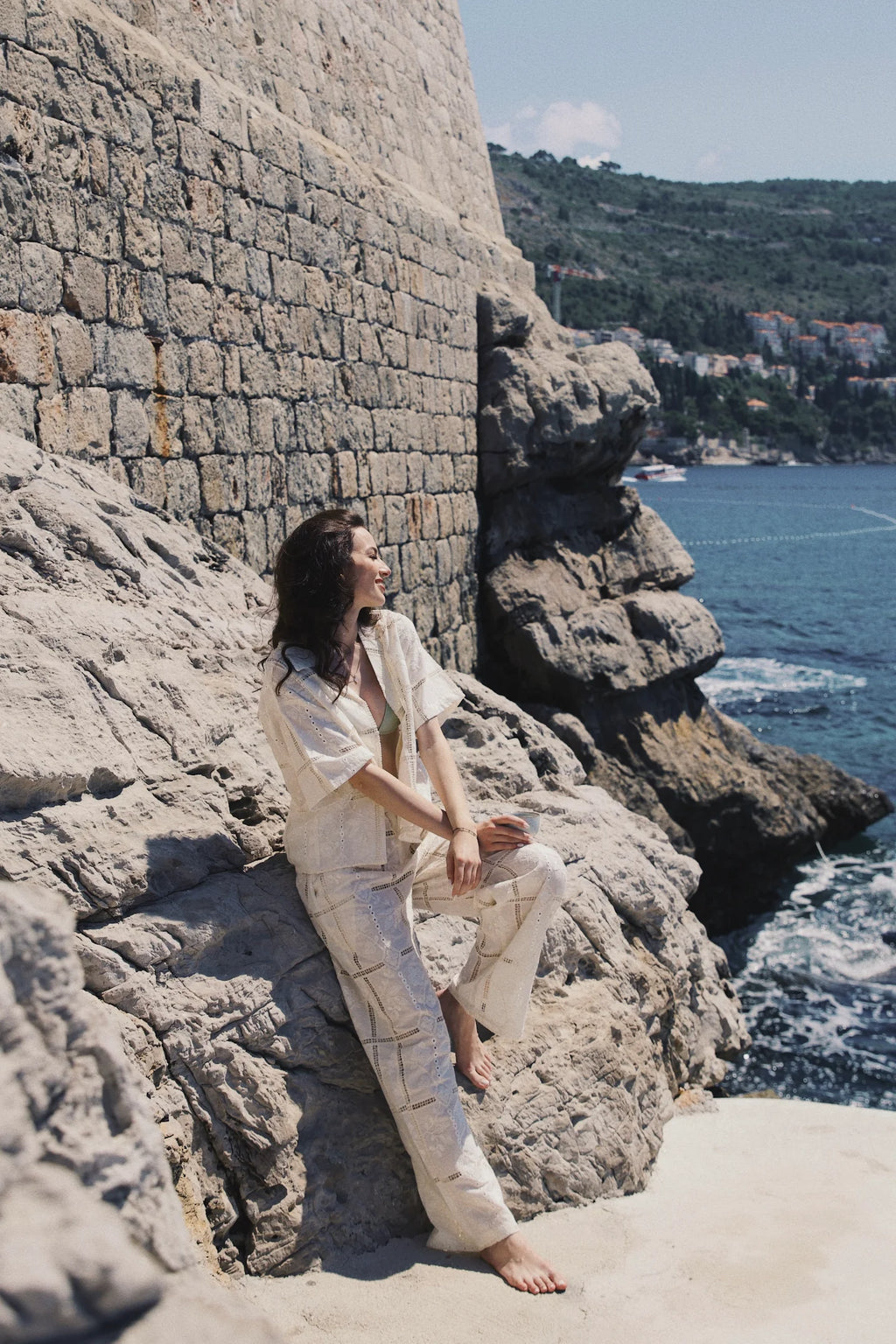 Ivory Lace Patchwork Pants