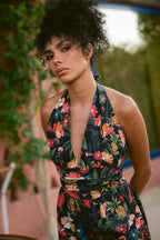 Toucan Tropics Deep V Halter Poplin Dress