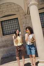 Sandstone Pleated Linen Vest