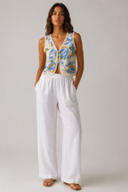 Blue Peony Lace Trim Vest