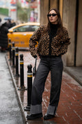 Leopard Jacquard Knit Cardigan