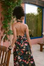 Toucan Tropics Deep V Halter Poplin Dress