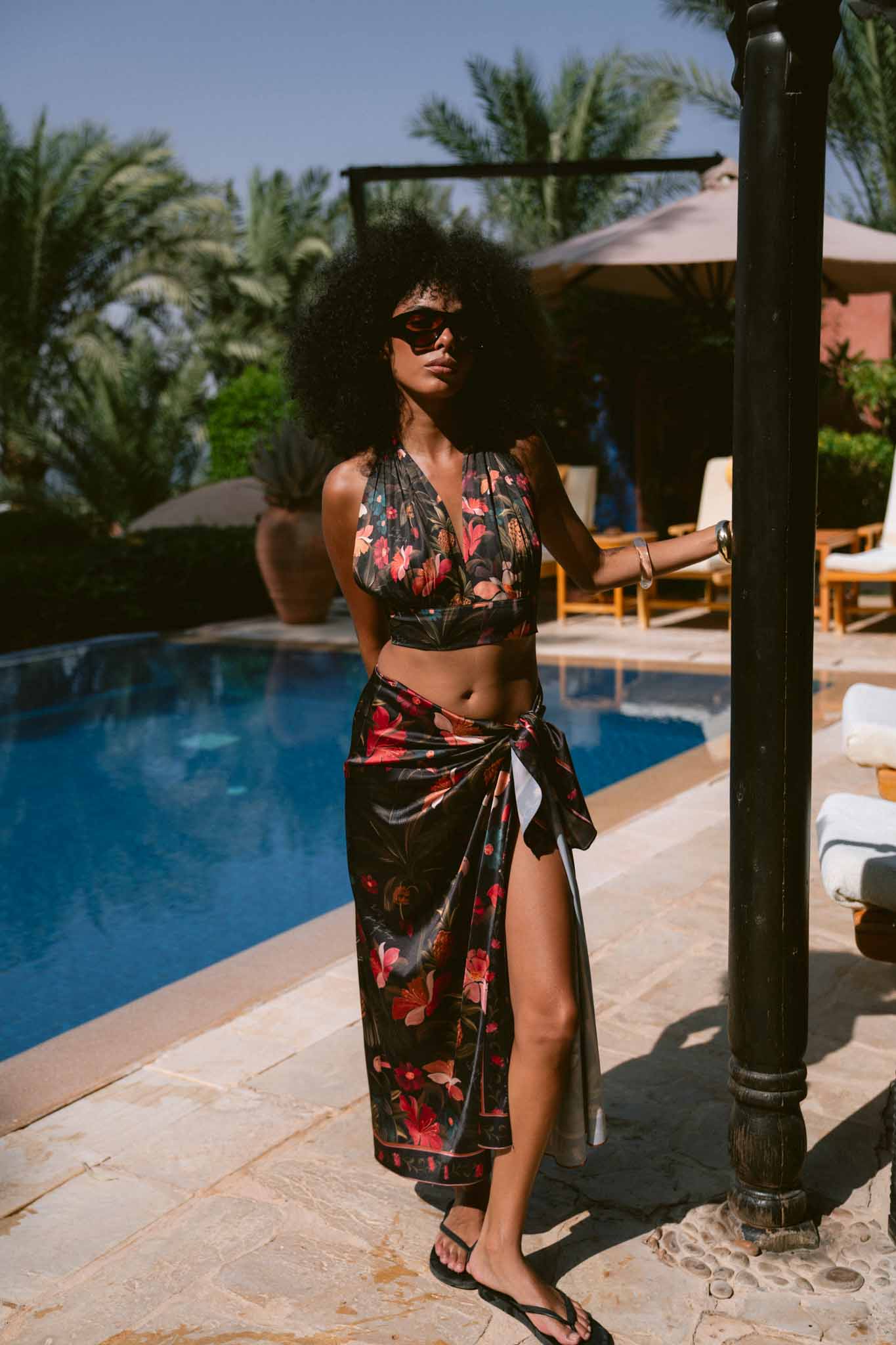 Toucan Tropics Deep V-neck Halter Top