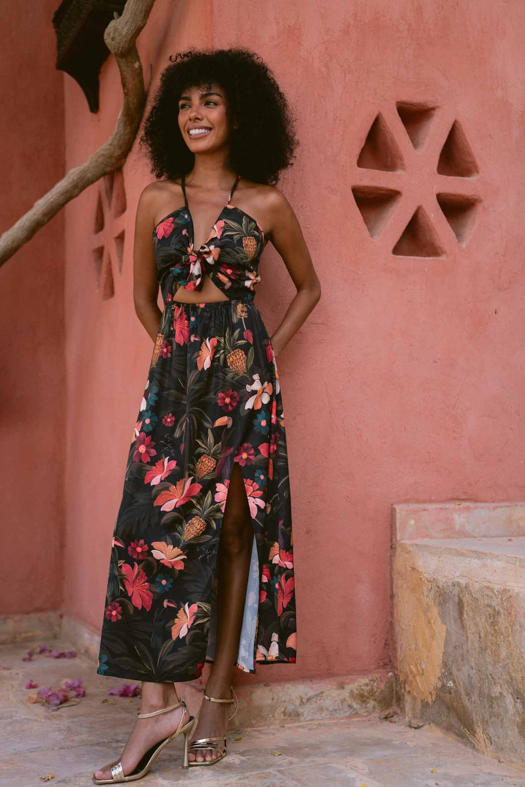 Toucan Tropics Satin Dress