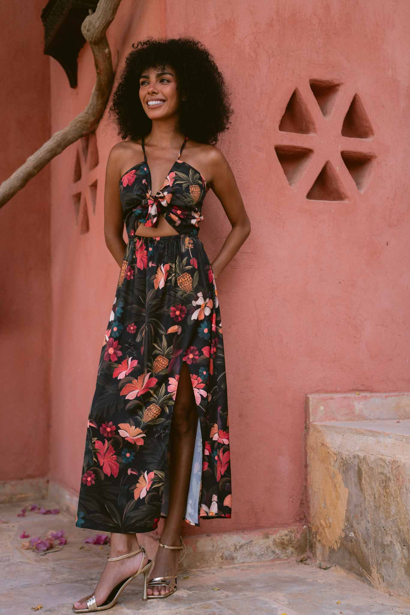 Toucan Tropics Satin Dress