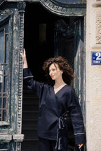 Noir Outline Linen Kimono
