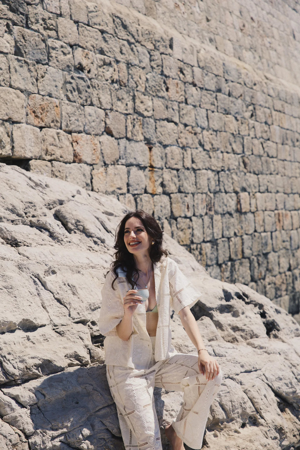 Ivory Lace Patchwork Pants