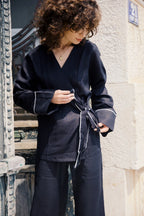 Noir Outline Linen Kimono