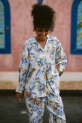 Blue Peony Linen Shirt