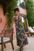 Toucan Tropics Deep V Halter Poplin Dress