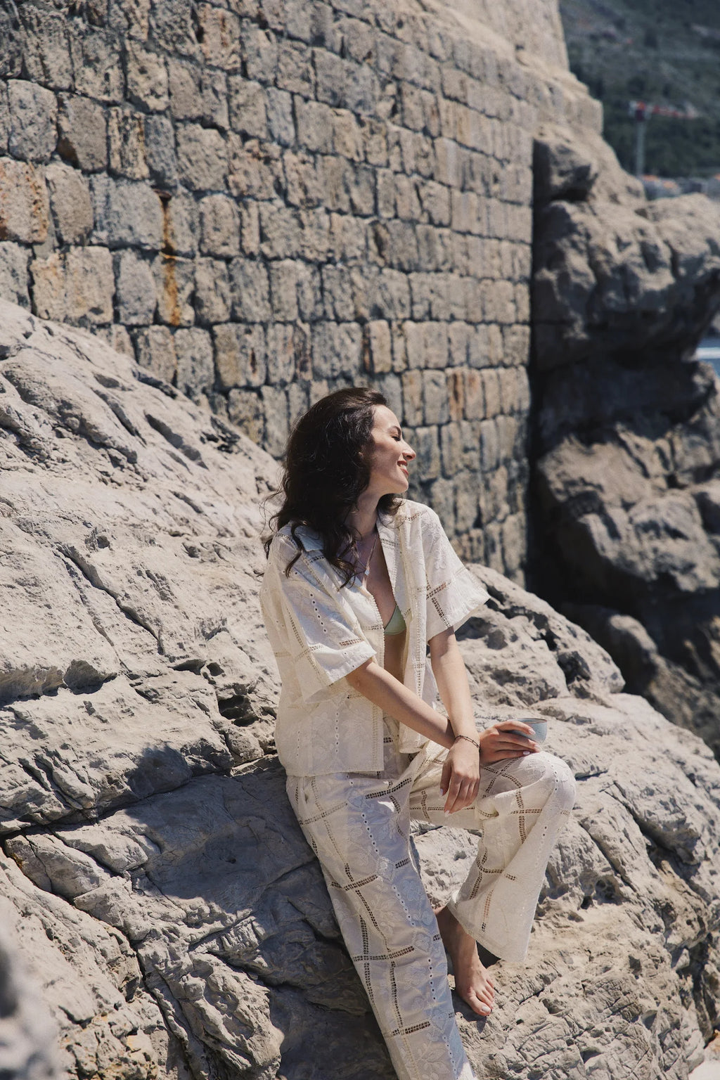 Ivory Lace Patchwork Pants