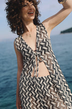 Zigzag Waves Long Cardigan