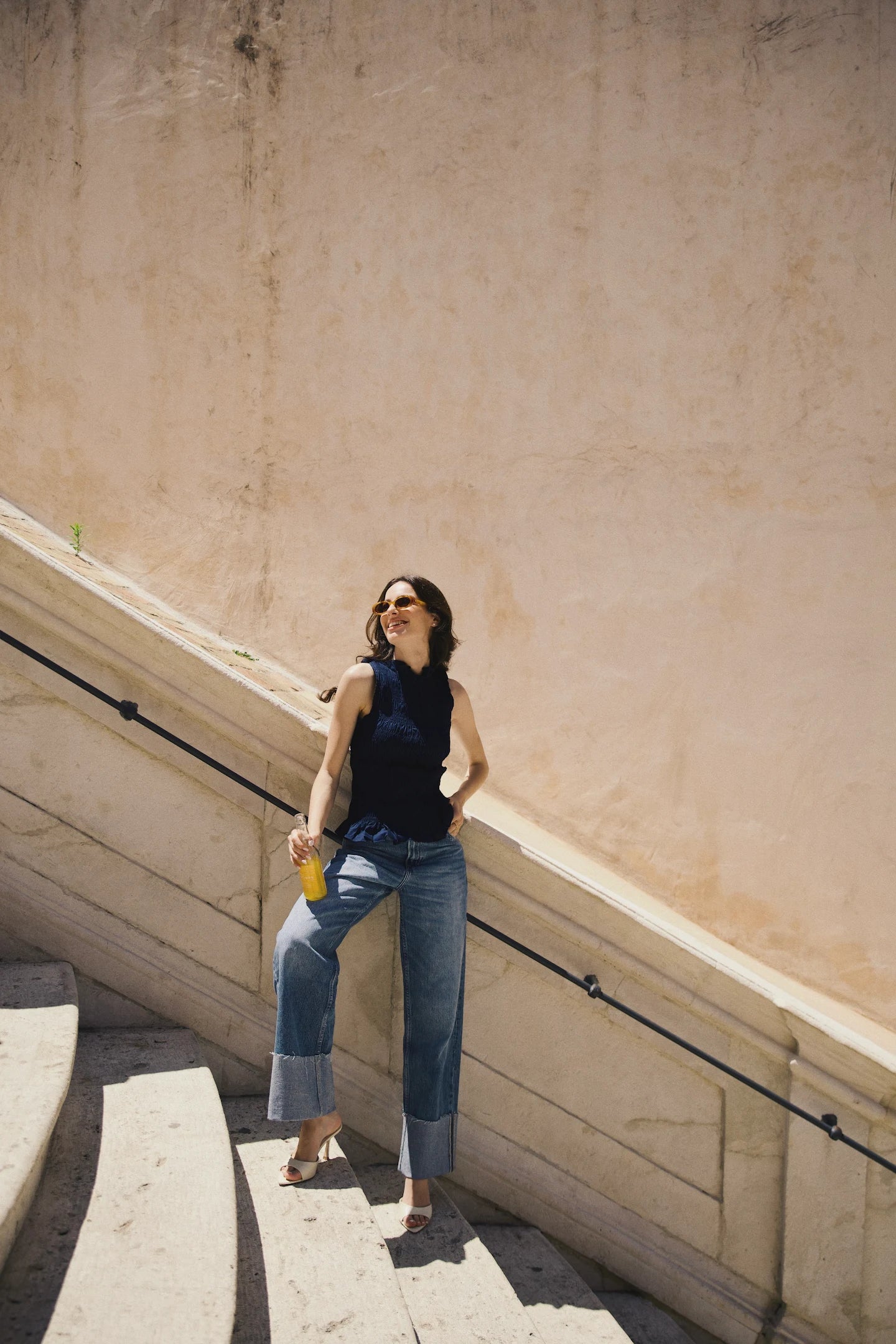 Folded Hem Denim Pants