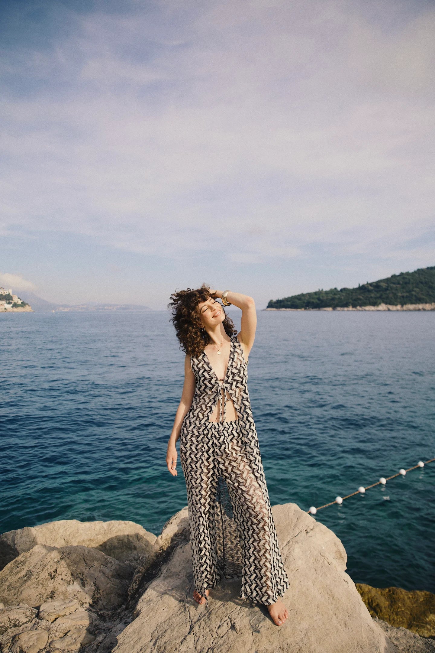 Zigzag Waves Long Cardigan