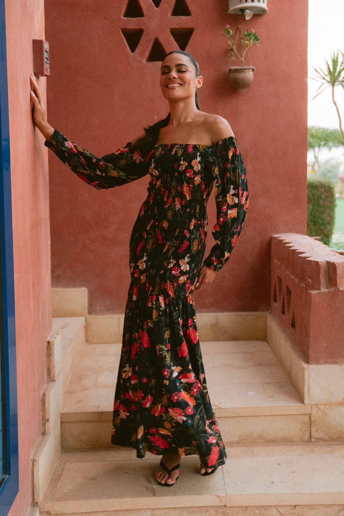 Toucan Tropics Fully Smocked Maxi Dress