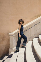 Pleated Fold Edge Denim Pants