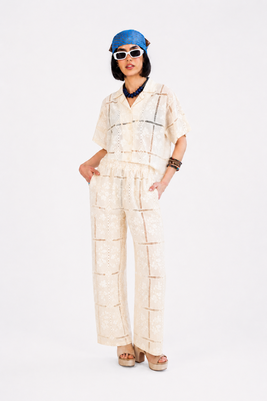 Ivory Lace Patchwork Shirt