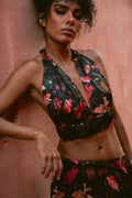 Toucan Tropics Deep V-neck Halter Top