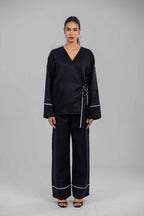 Noir Outline Linen Kimono