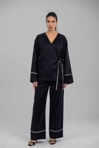 Noir Outline Linen Kimono