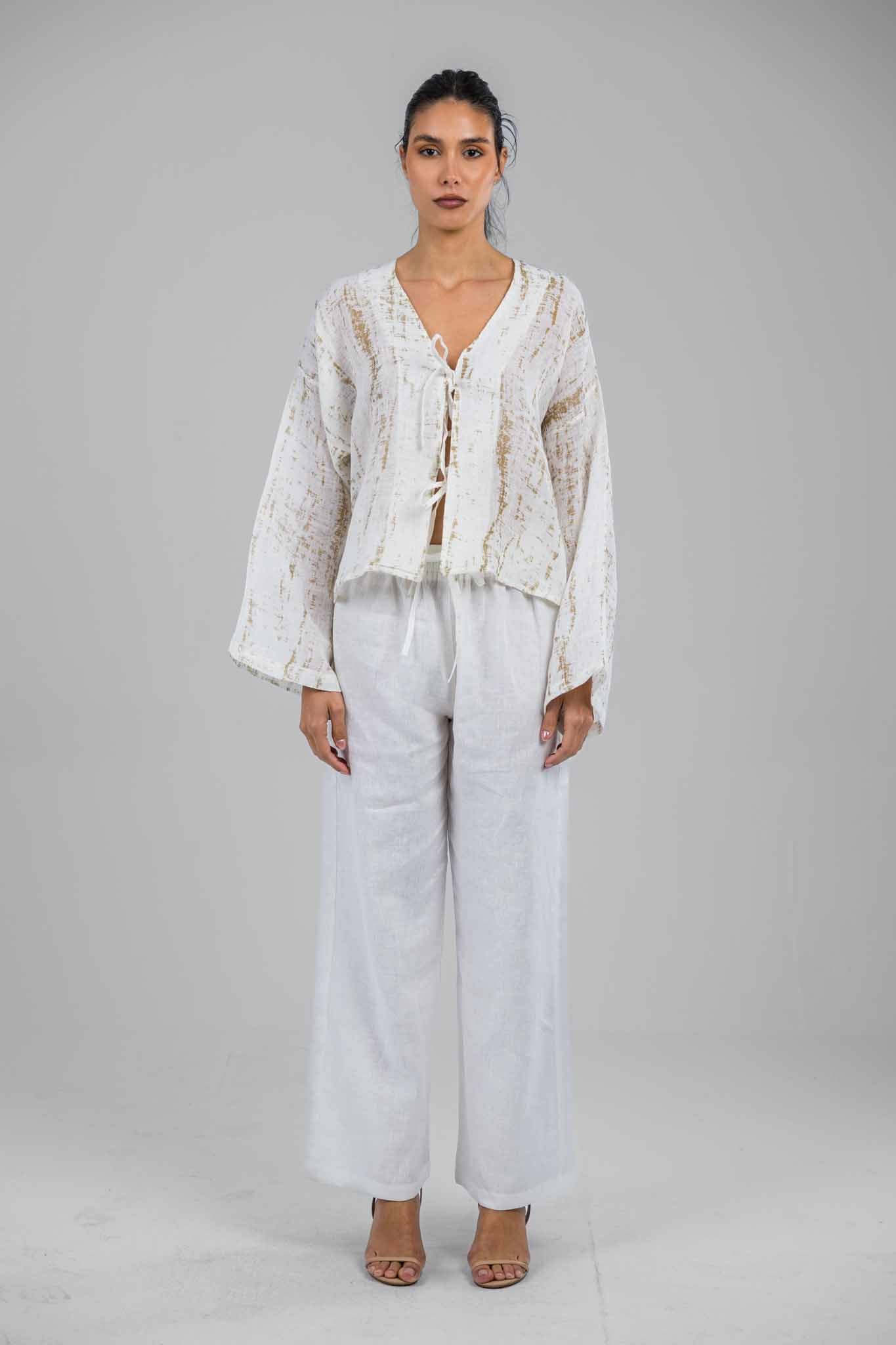 Metallic Wrap Top