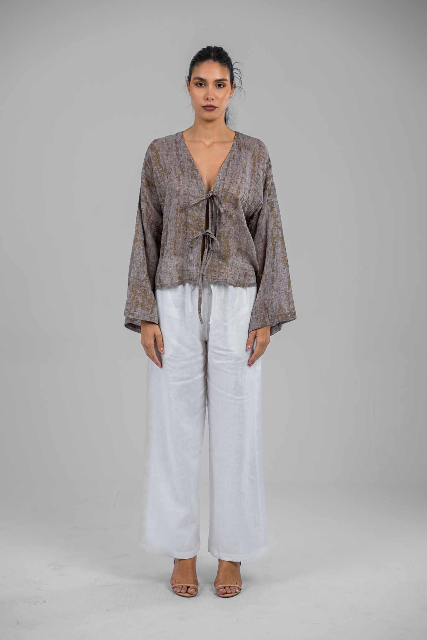 Metallic Wrap Top