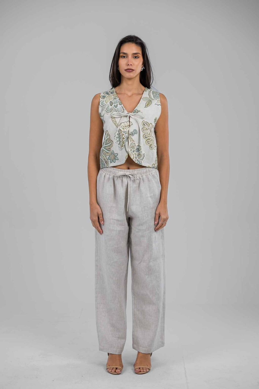 Sage Bloom Embriodered Vest