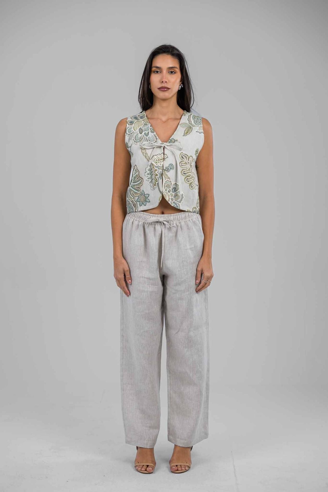Sage Bloom Embriodered Vest