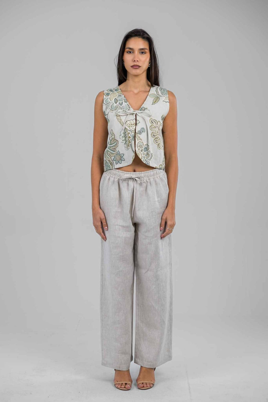 Sage Bloom Embriodered Vest