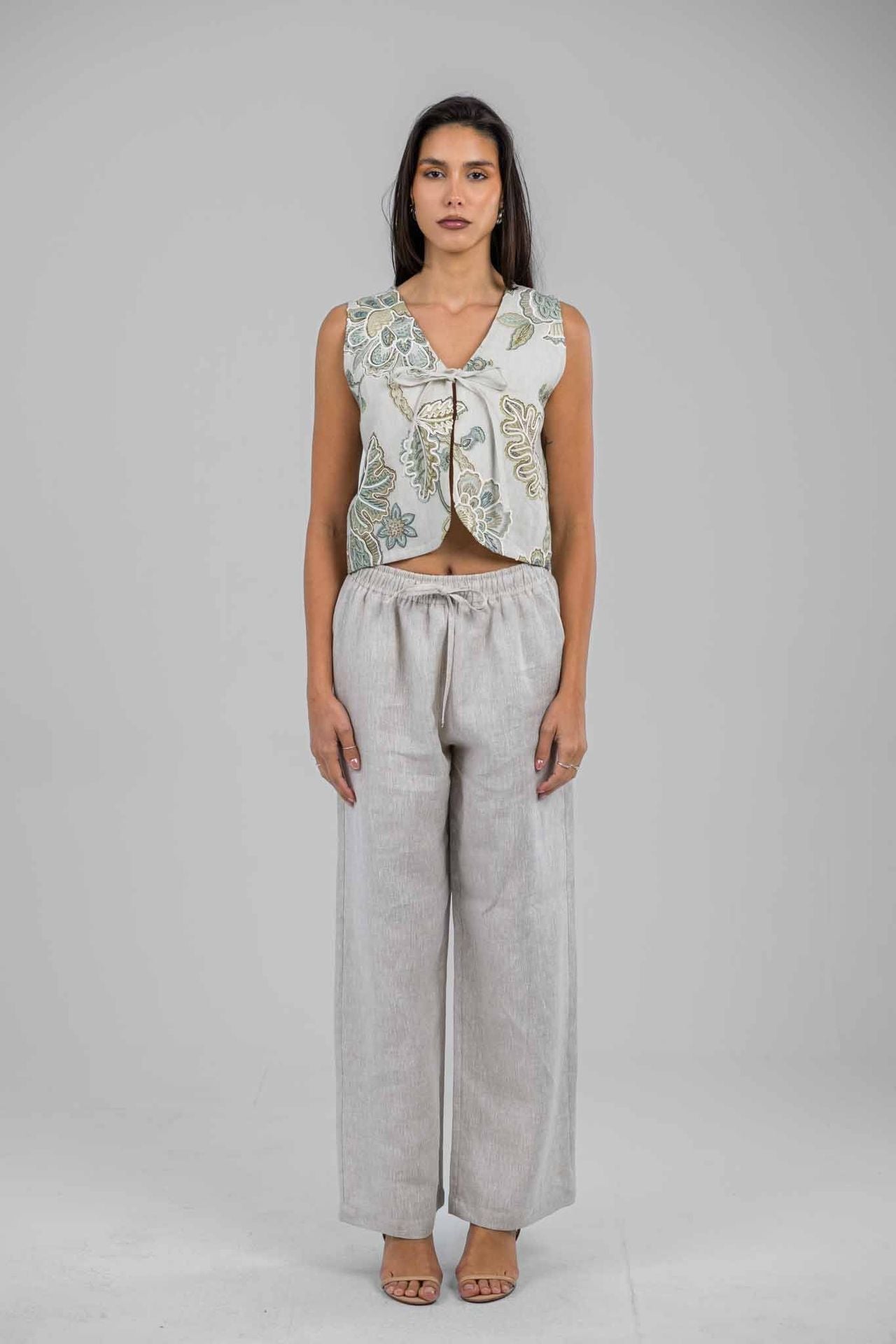Sage Bloom Embriodered Vest