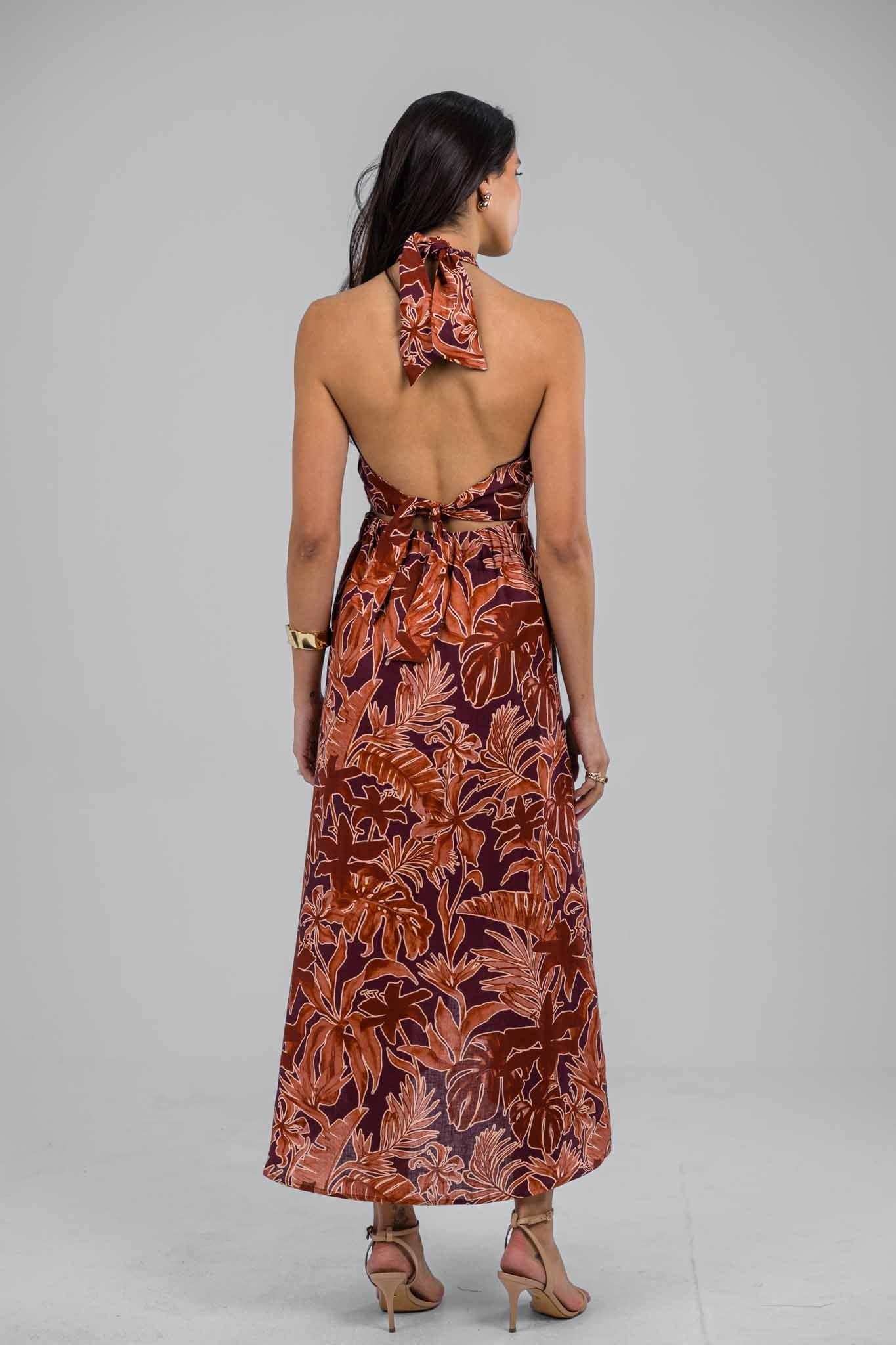 Amber Dune Halter Neck Dress