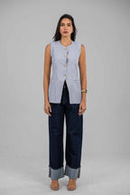 Hemline Fold Raw Denim Pants