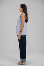 Hemline Fold Raw Denim Pants