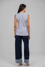 Hemline Fold Raw Denim Pants