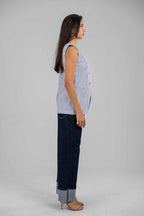 Hemline Fold Raw Denim Pants