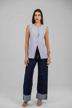 Hemline Fold Raw Denim Pants