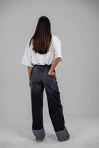 Folded Hem Denim Pants