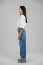 Folded Hem Denim Pants