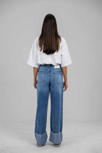 Folded Hem Denim Pants