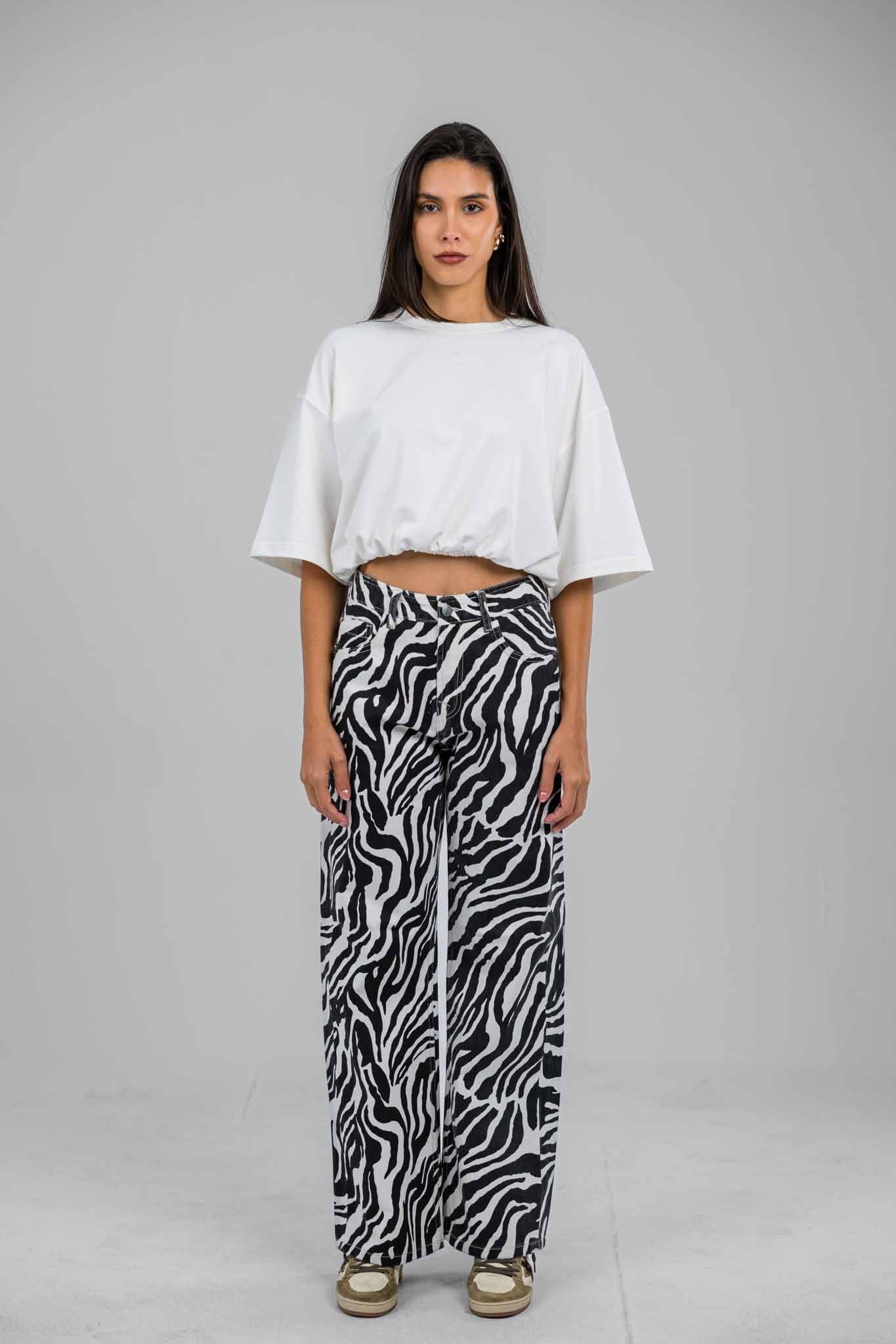 Zebra Wave Denim Pants
