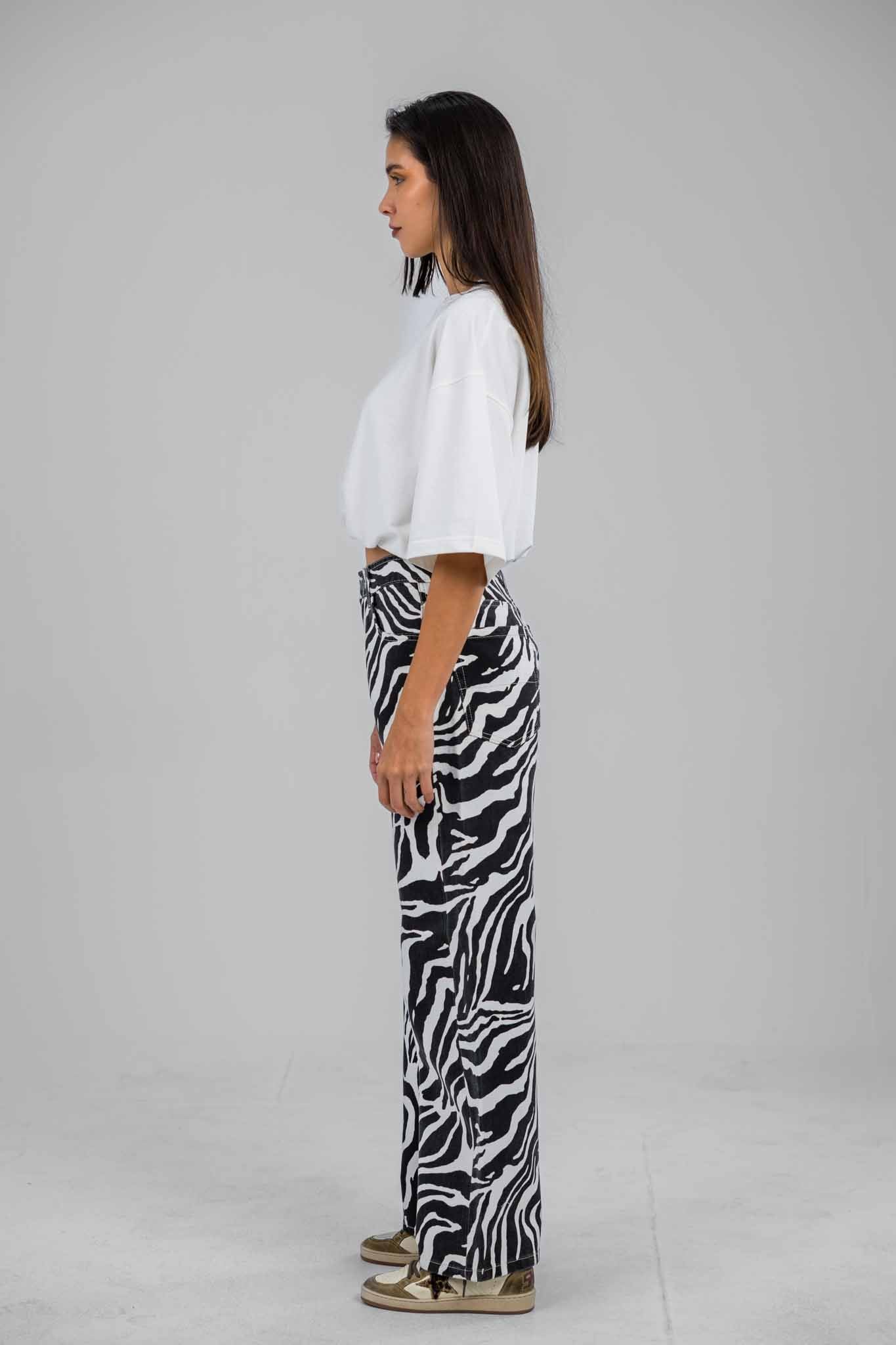 Zebra Wave Denim Pants
