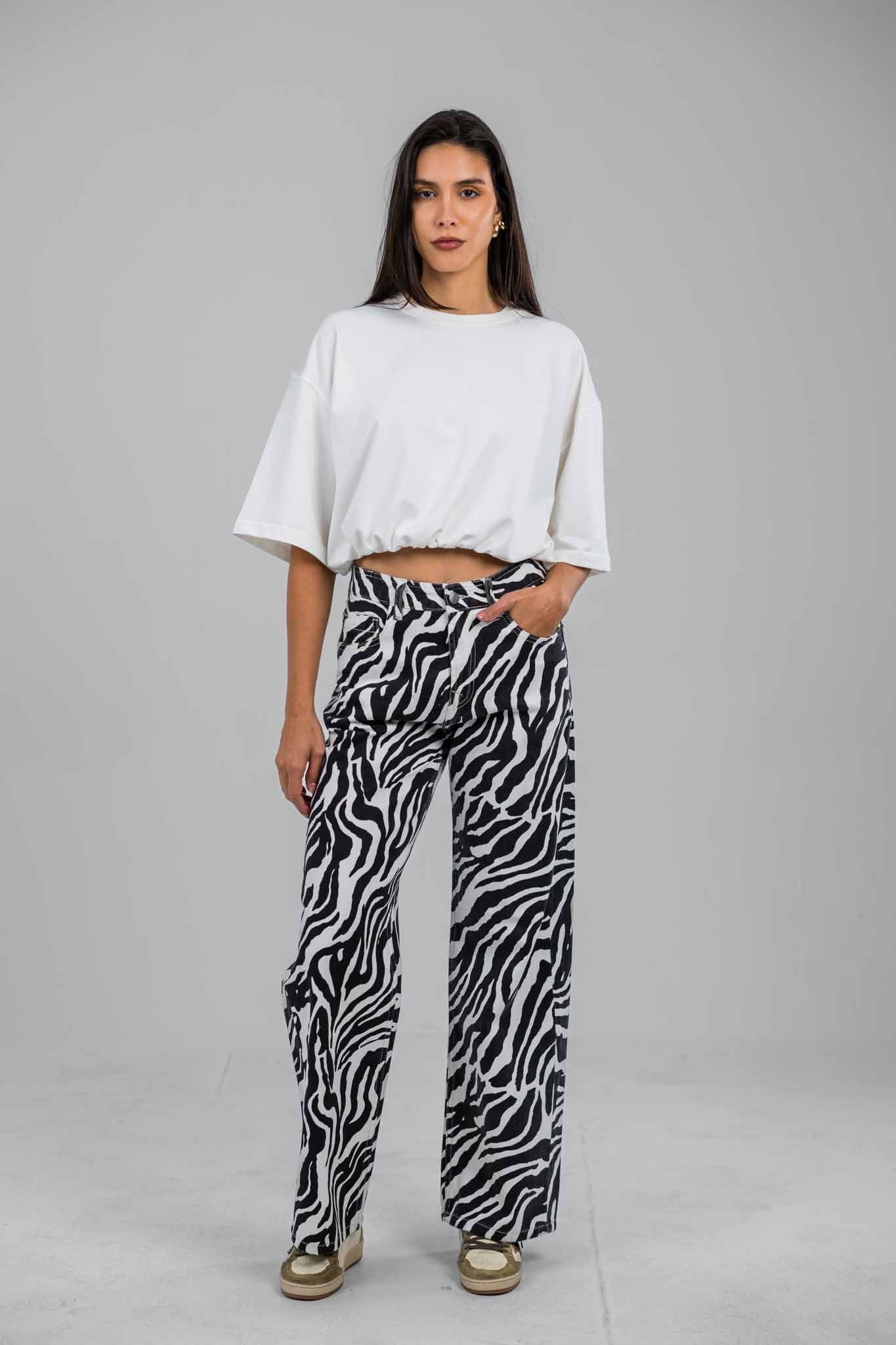 Zebra Wave Denim Pants