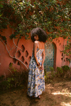 Blue Peony Smocked Bodice Dress