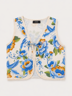 Blue Peony Lace Trim Vest