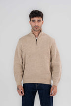 Textured Knit Quarter Zip Sweater