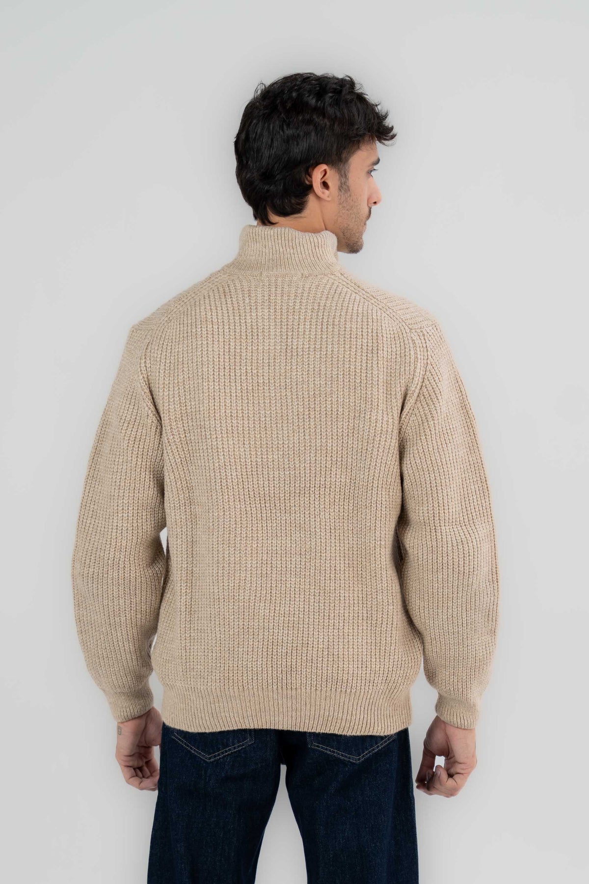 Textured Knit Quarter Zip Sweater