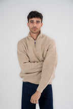 Textured Knit Quarter Zip Sweater