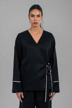 Noir Outline Linen Kimono